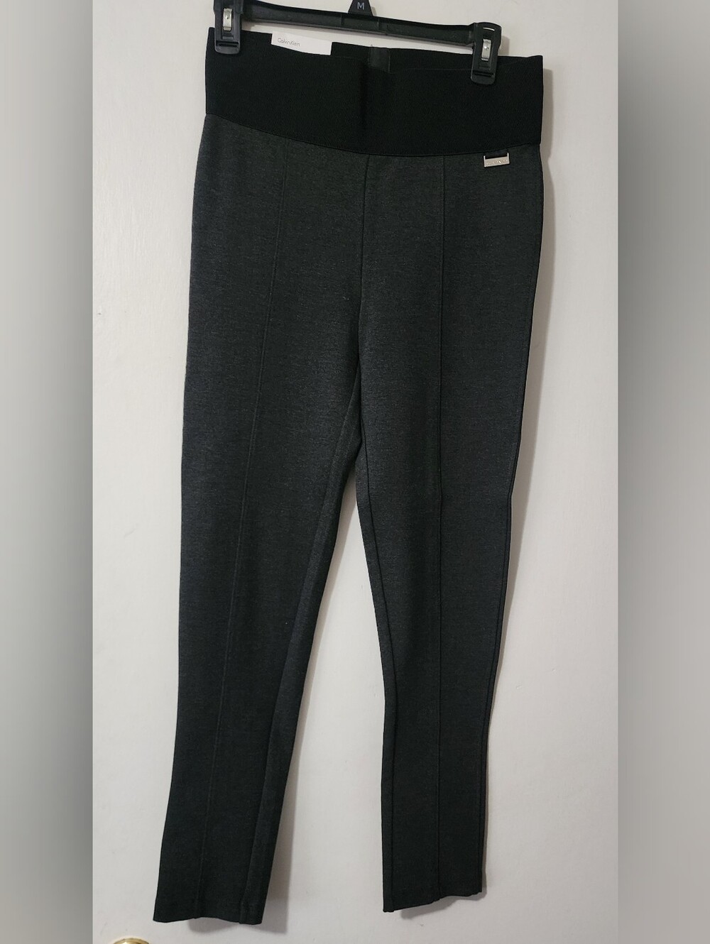 Calvin Klein NWT Modern Slim Ponte Leggings High Rise Ankle Stretch Gray Black M